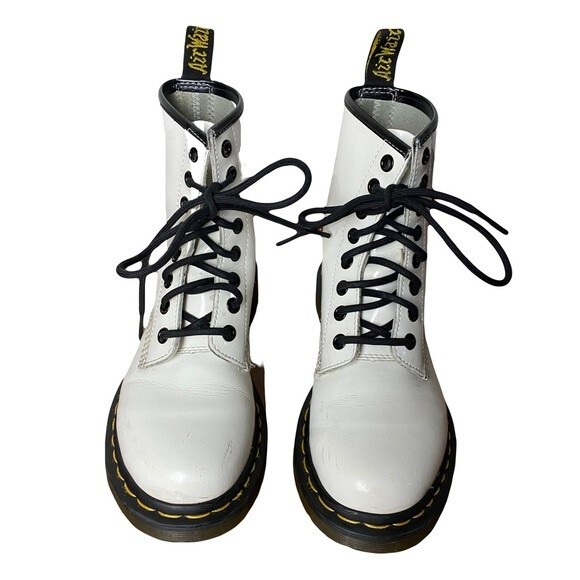 Dr. Martens White 1460 W Lace Up Combat Booth Leather Size 5 - Picture 2 of 13